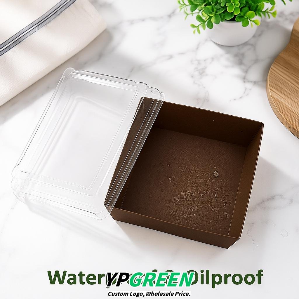 Umber Charcuterie Boxes with Clear Lids - 4 inches & 5 inches Disposable Paper Square Food Containers