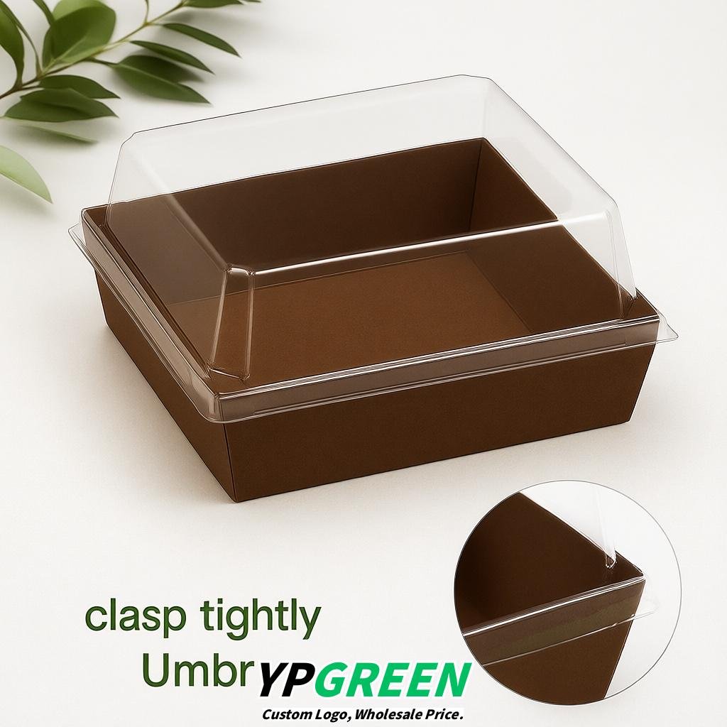 Umber Charcuterie Boxes with Clear Lids - 4 inches & 5 inches Disposable Paper Square Food Containers