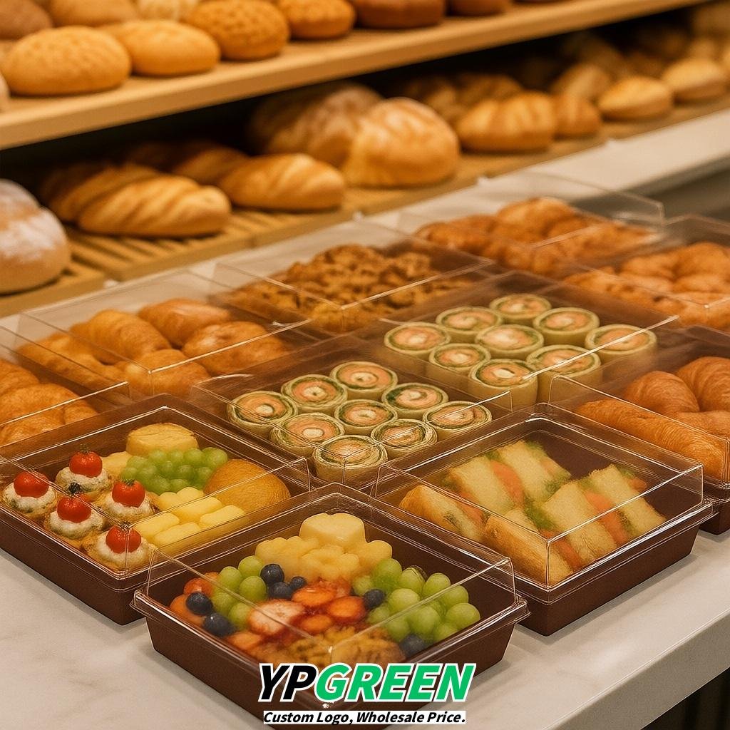 Umber Charcuterie Boxes with Clear Lids - 4 inches & 5 inches Disposable Paper Square Food Containers