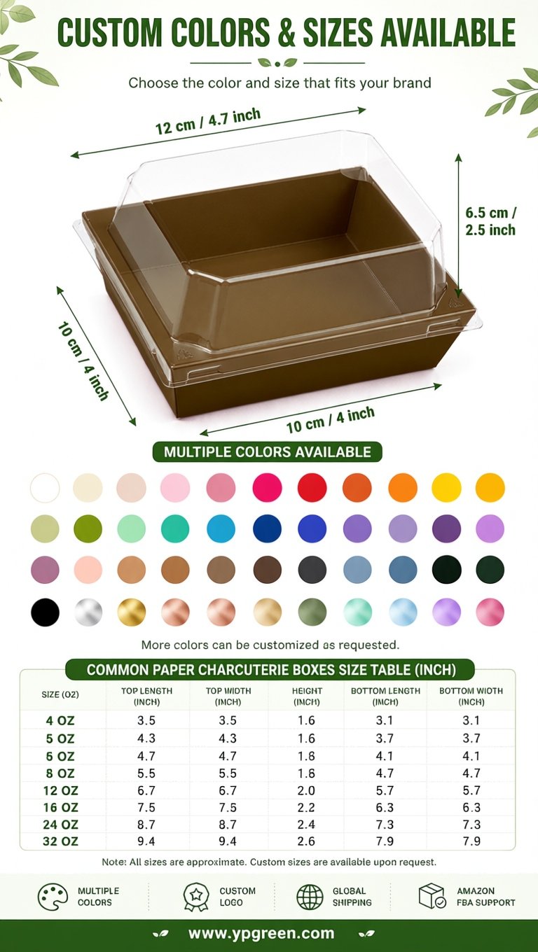 Umber Charcuterie Boxes with Clear Lids - 4 inches & 5 inches Disposable Paper Square Food Containers Umber Charcuterie Boxes with Clear Lids - 4 inches & 5 inches Disposable Paper Square Food Containers