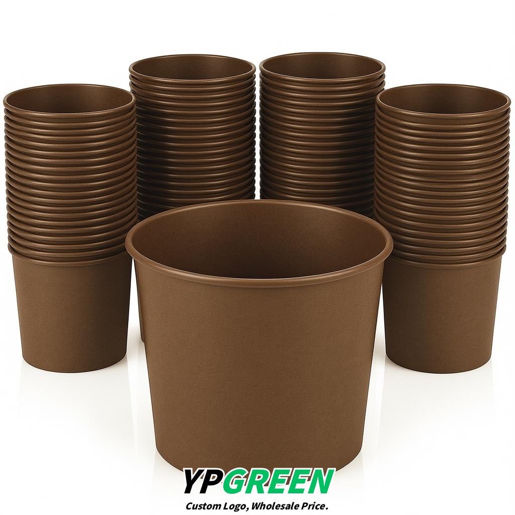 Umber 85 oz Paper Buckets 6.9x5.7x6.3 Inches Cardboard Food Container