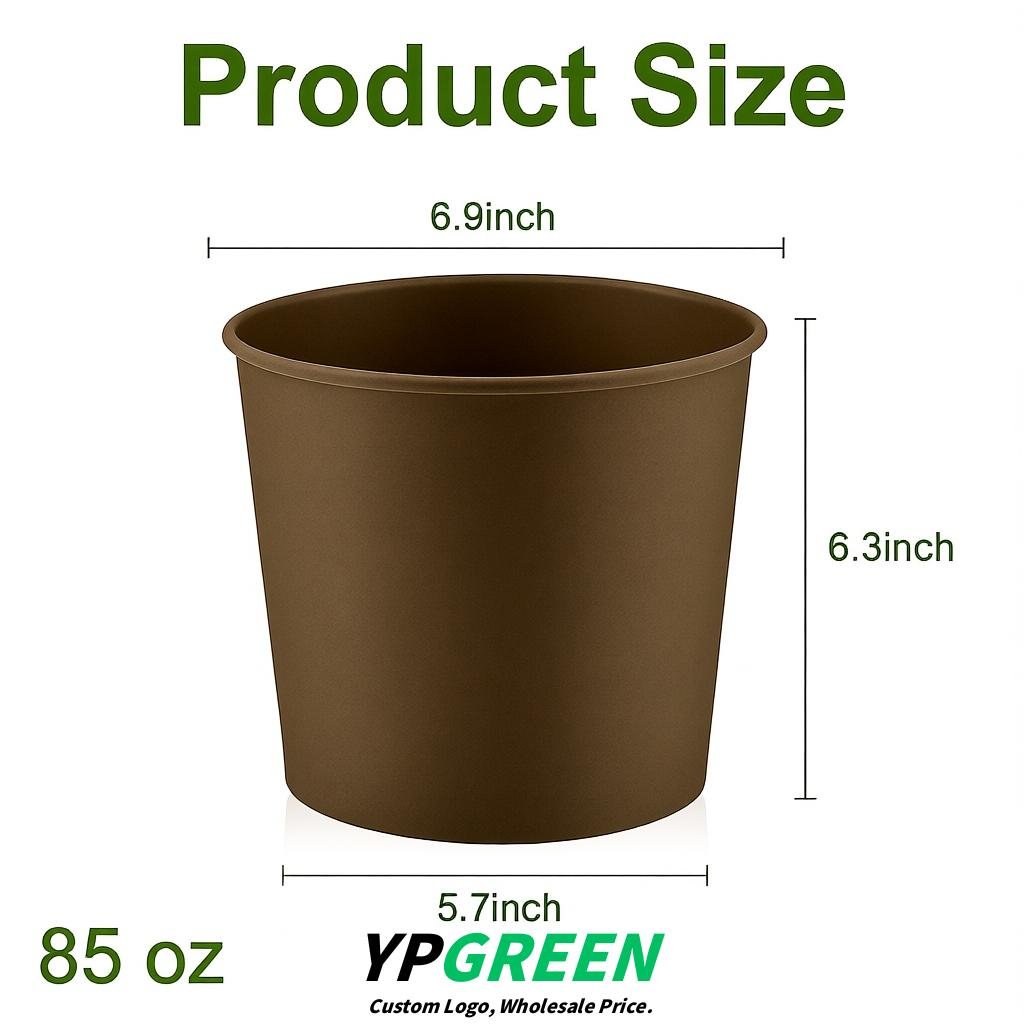 Umber 85 oz Paper Buckets 6.9x5.7x6.3 Inches Cardboard Food Container