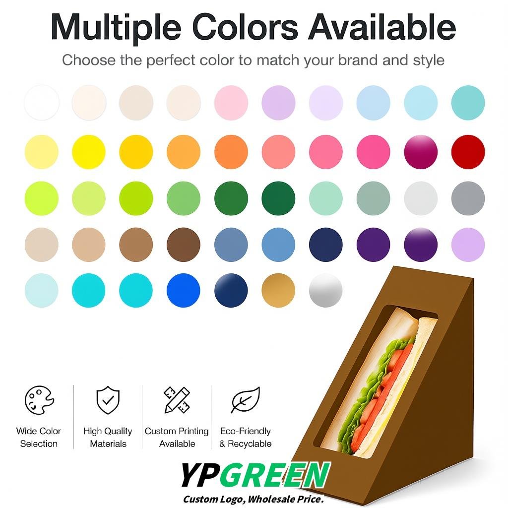 Umber Triangle Paper Sandwich Boxes with Window 4.7x4.7x2.6 Inch - Factory Direct