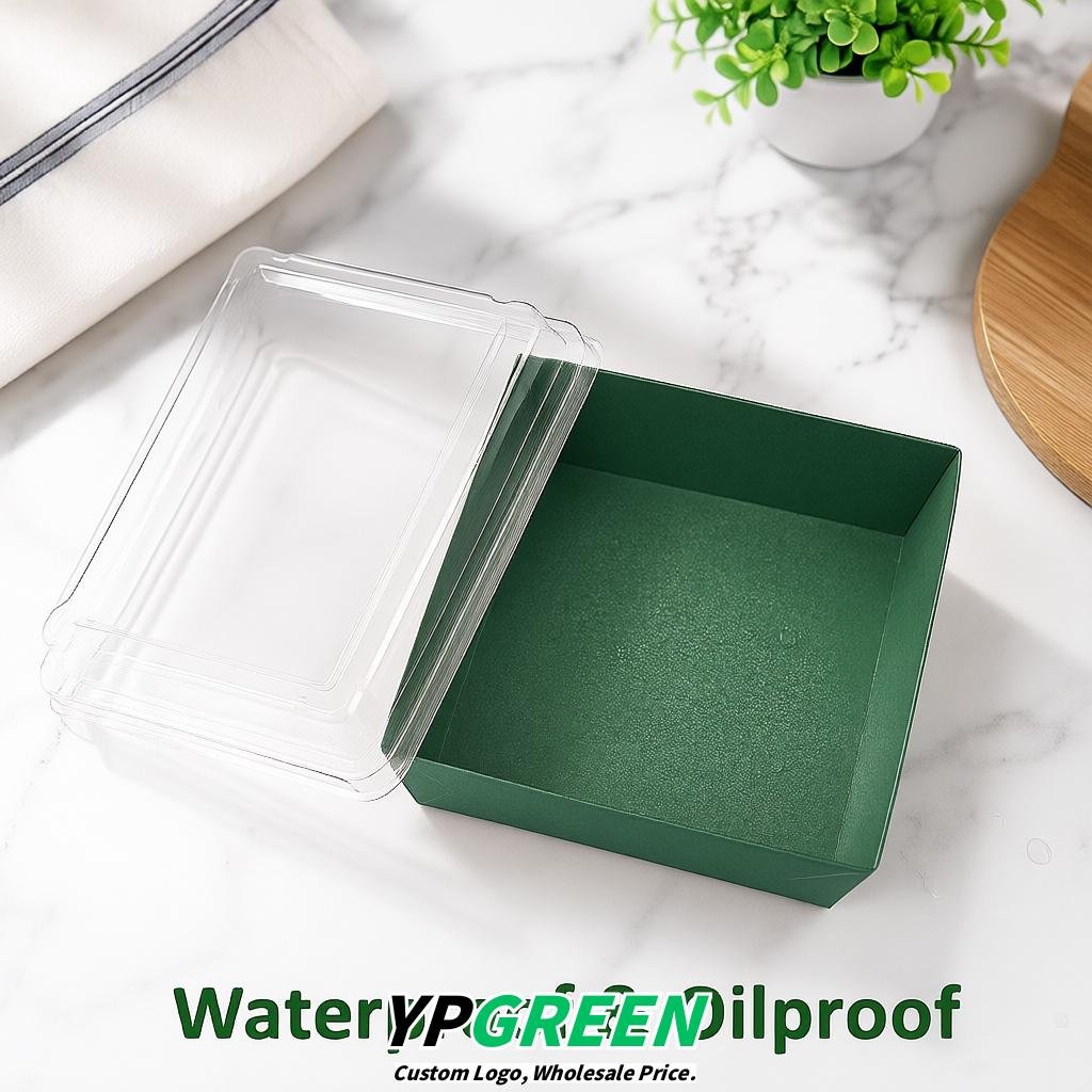 Verdigris Charcuterie Boxes with Clear Lids - 4 inches & 5 inches Disposable Paper Square Food Containers