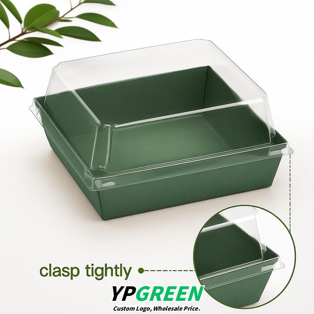 Verdigris Charcuterie Boxes with Clear Lids - 4 inches & 5 inches Disposable Paper Square Food Containers