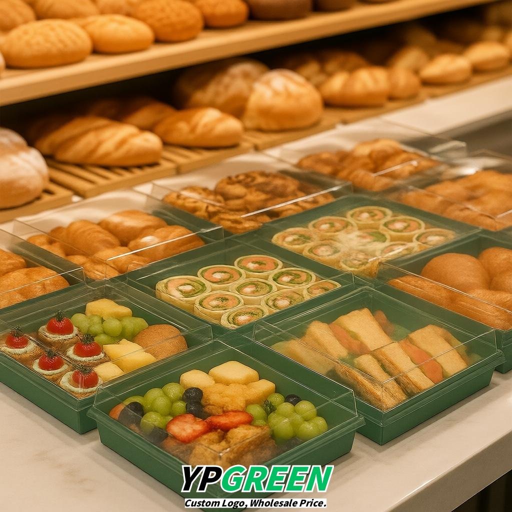 Verdigris Charcuterie Boxes with Clear Lids - 4 inches & 5 inches Disposable Paper Square Food Containers
