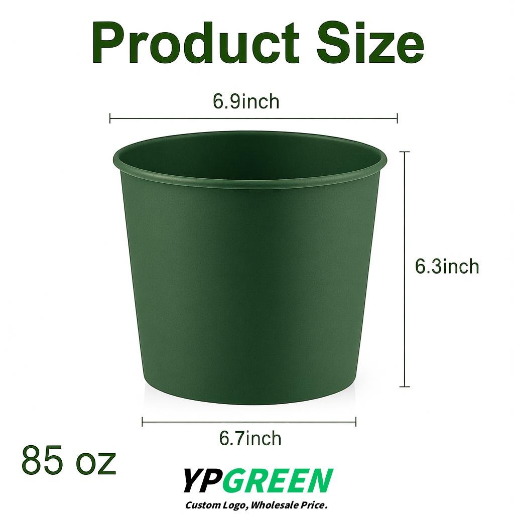 Verdigris 85 oz Paper Buckets 6.9x5.7x6.3 Inches Cardboard Food Container