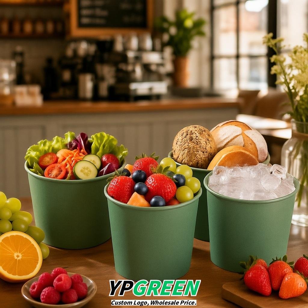 Verdigris 85 oz Paper Buckets 6.9x5.7x6.3 Inches Cardboard Food Container