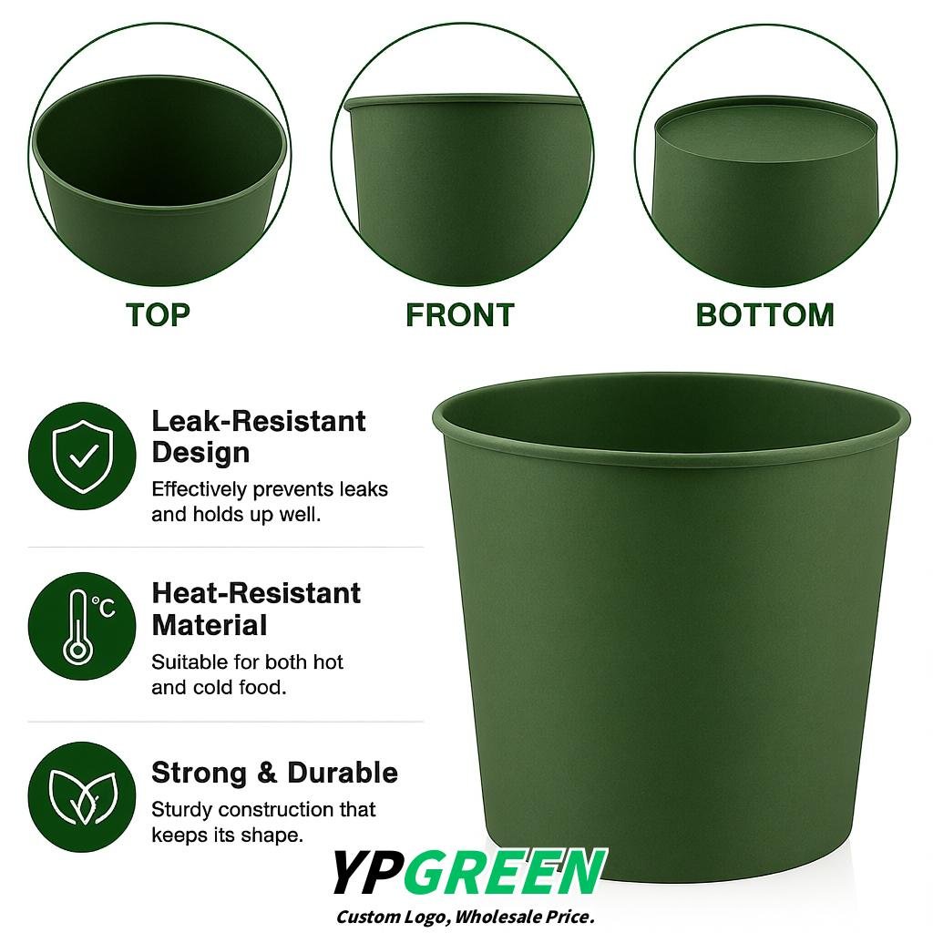 Verdigris 85 oz Paper Buckets 6.9x5.7x6.3 Inches Cardboard Food Container