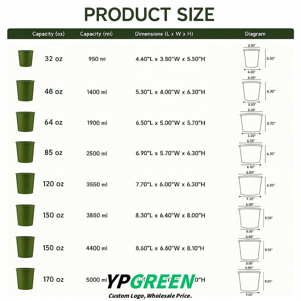 Verdigris 85 oz Paper Buckets 6.9x5.7x6.3 Inches Cardboard Food Container