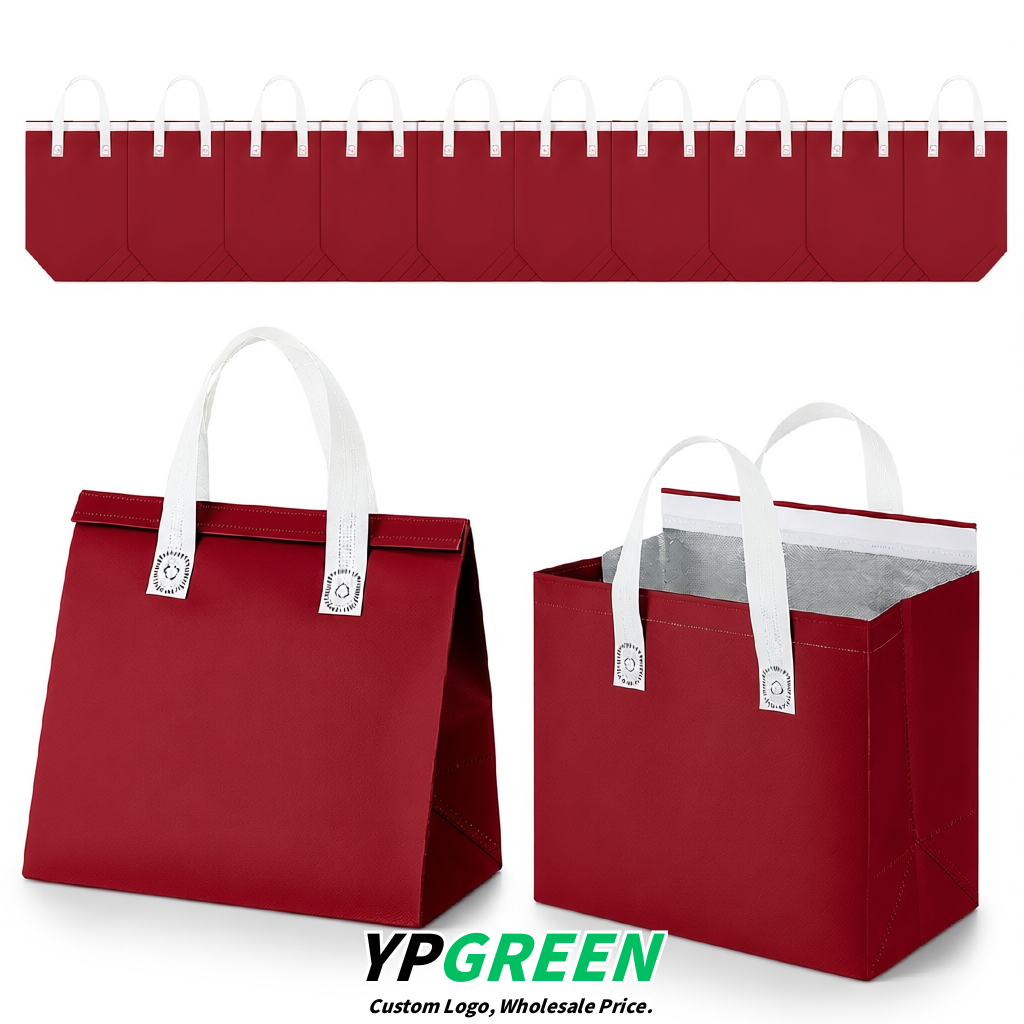 Vermilion 4-Cup insulated take away bags wholesale 9.5 x 9.5 x 6 inches for Hot & Cold Drink Delivery