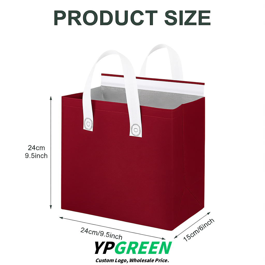 Vermilion 4-Cup insulated take away bags wholesale 9.5 x 9.5 x 6 inches for Hot & Cold Drink Delivery