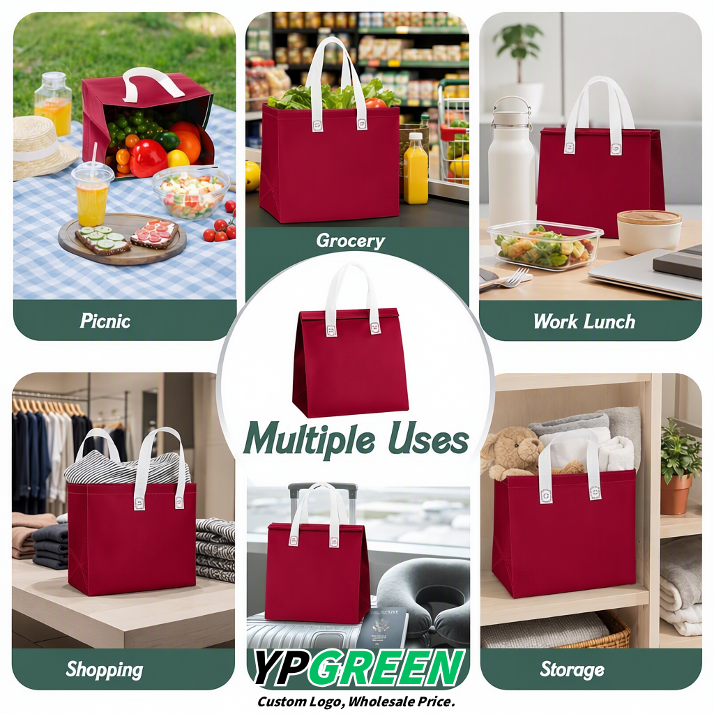 Vermilion 4-Cup insulated take away bags wholesale 9.5 x 9.5 x 6 inches for Hot & Cold Drink Delivery