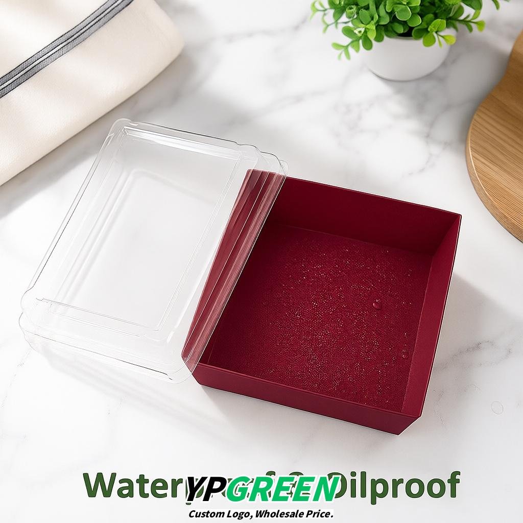 Vermilion Charcuterie Boxes with Clear Lids - 4 inches & 5 inches Disposable Paper Square Food Containers