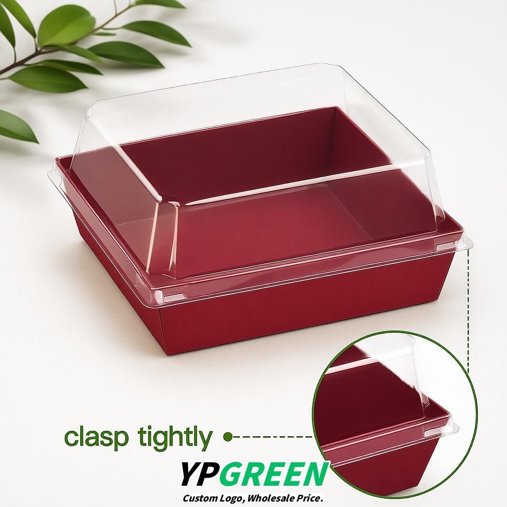 Vermilion Charcuterie Boxes with Clear Lids - 4 inches & 5 inches Disposable Paper Square Food Containers