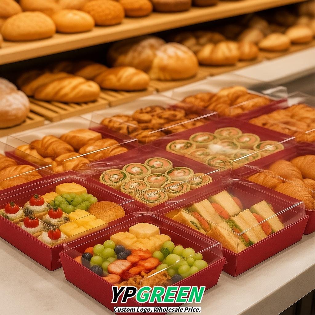 Vermilion Charcuterie Boxes with Clear Lids - 4 inches & 5 inches Disposable Paper Square Food Containers