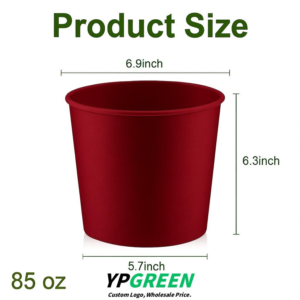 Vermilion 85 oz Paper Buckets 6.9x5.7x6.3 Inches Cardboard Food Container
