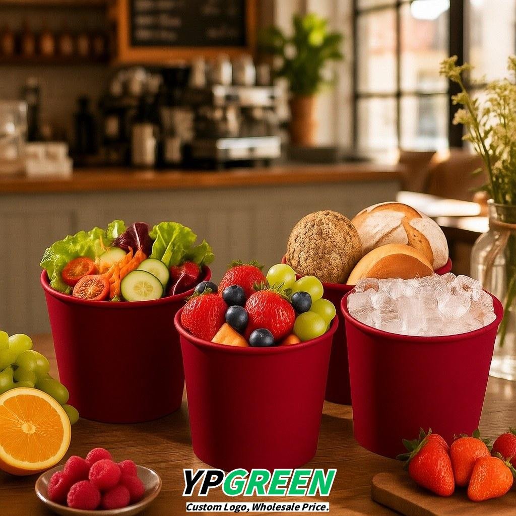 Vermilion 85 oz Paper Buckets 6.9x5.7x6.3 Inches Cardboard Food Container