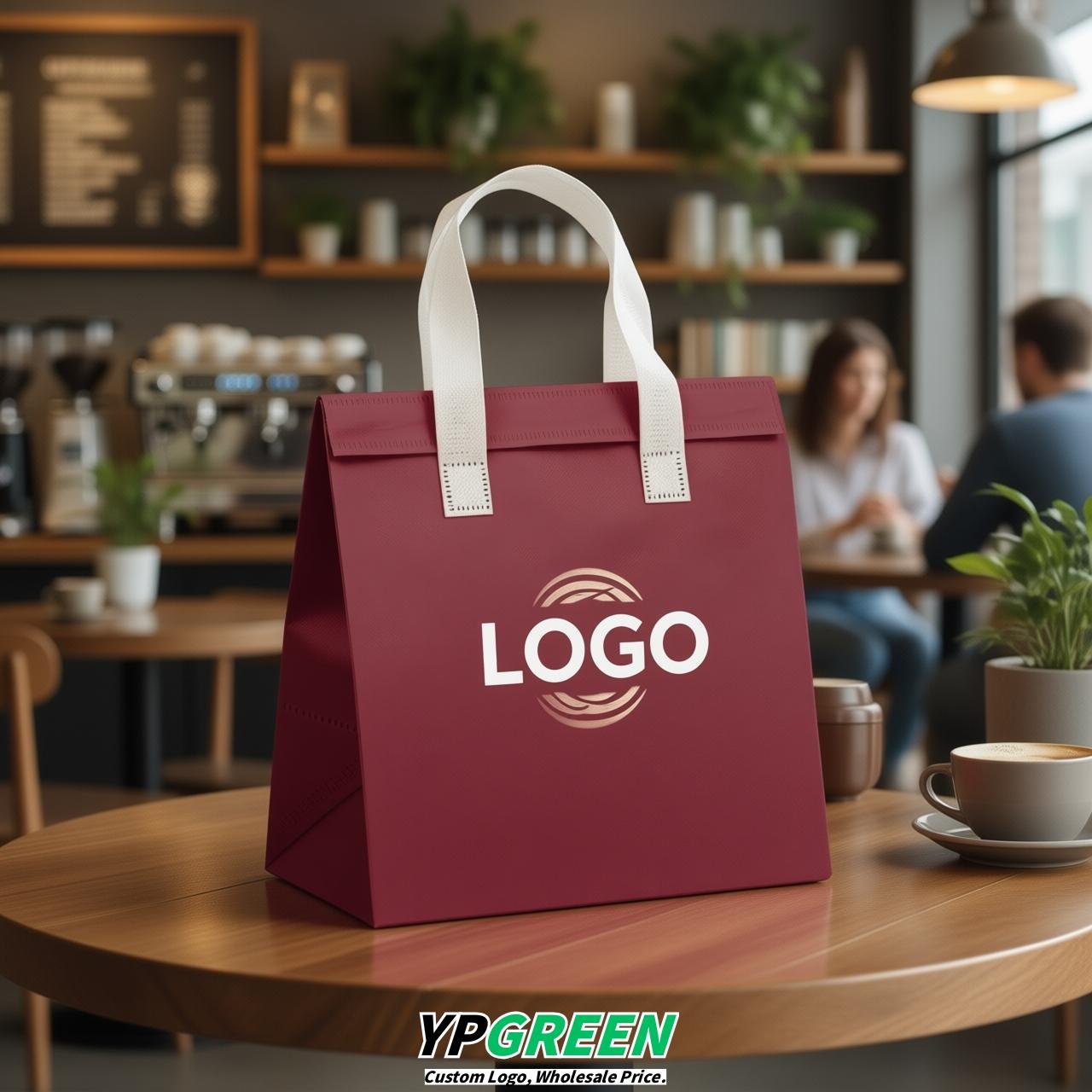 Vermilion 4-Cup insulated take away bags wholesale 9.5 x 9.5 x 6 inches for Hot & Cold Drink Delivery