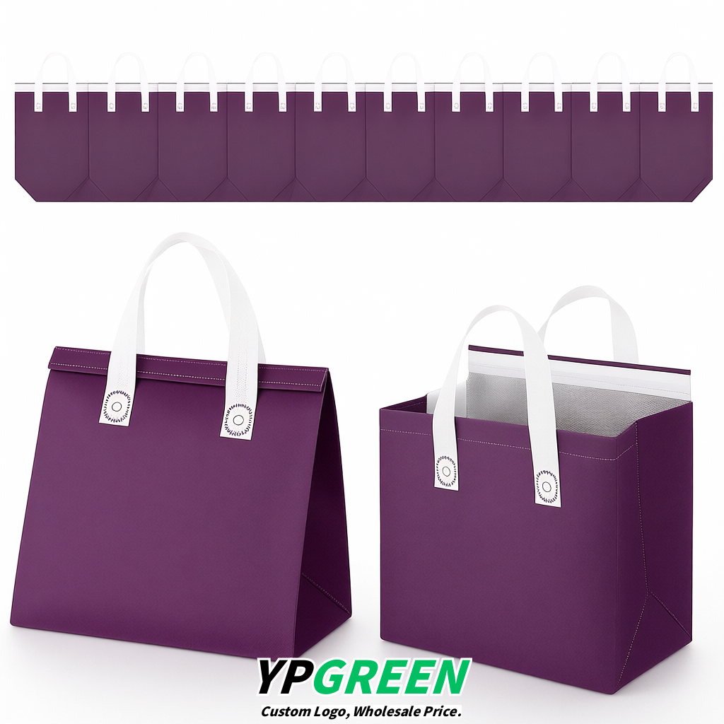 Violet 4-Cup insulated take away bags wholesale 9.5 x 9.5 x 6 inches for Hot & Cold Drink Delivery
