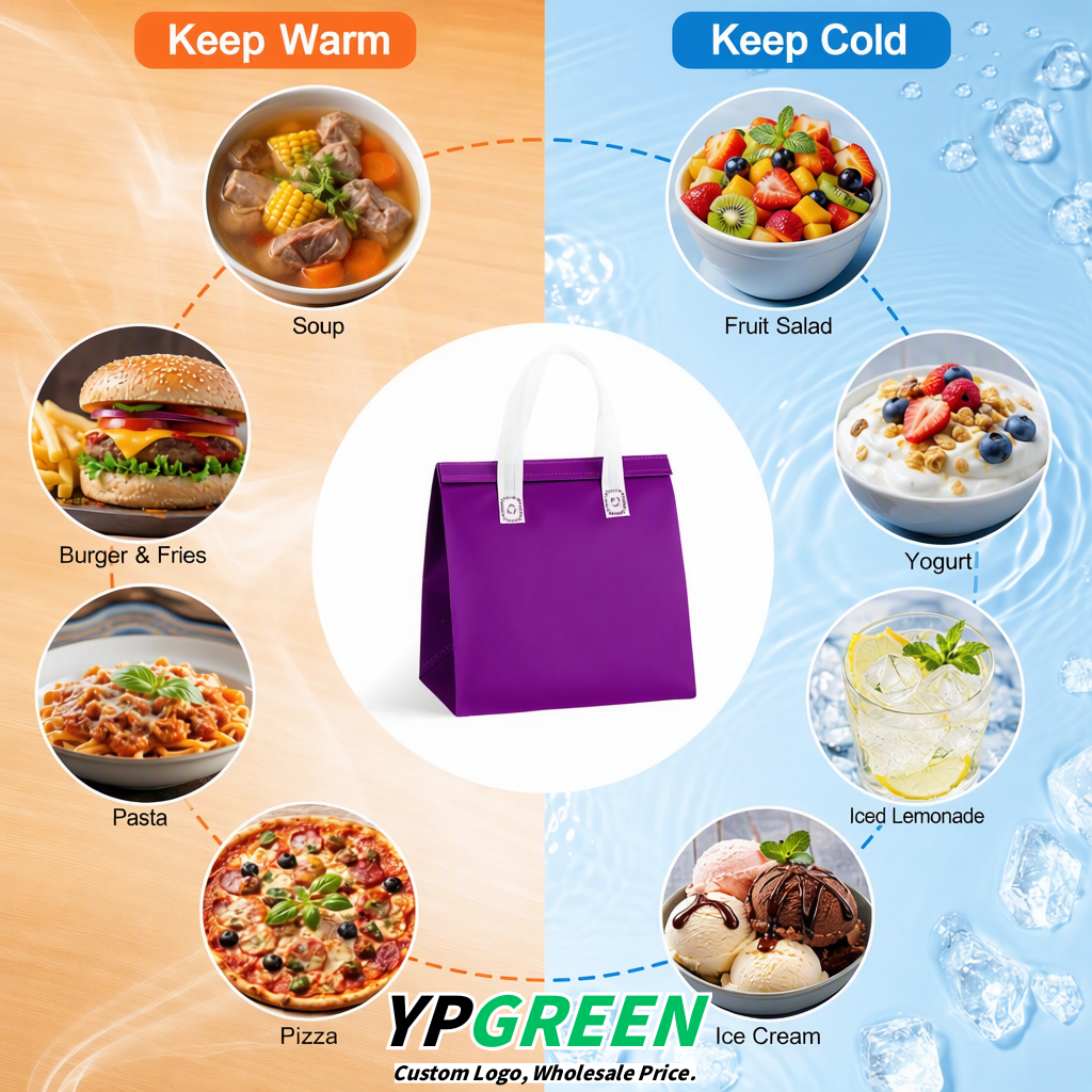 Violet 4-Cup insulated take away bags wholesale 9.5 x 9.5 x 6 inches for Hot & Cold Drink Delivery