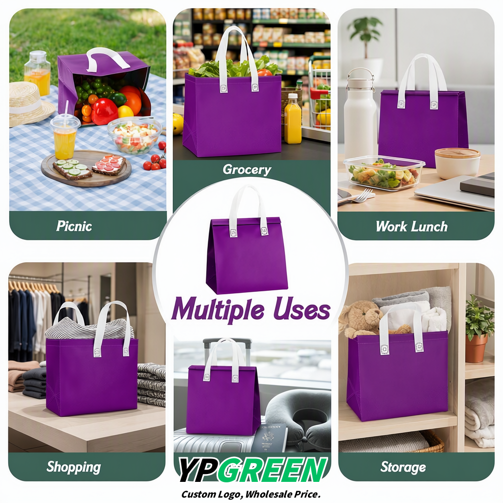 Violet 4-Cup insulated take away bags wholesale 9.5 x 9.5 x 6 inches for Hot & Cold Drink Delivery