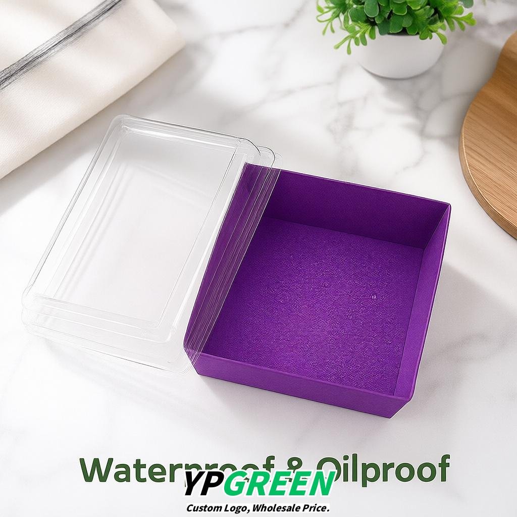 Violet Charcuterie Boxes with Clear Lids - 4 inches & 5 inches Disposable Paper Square Food Containers