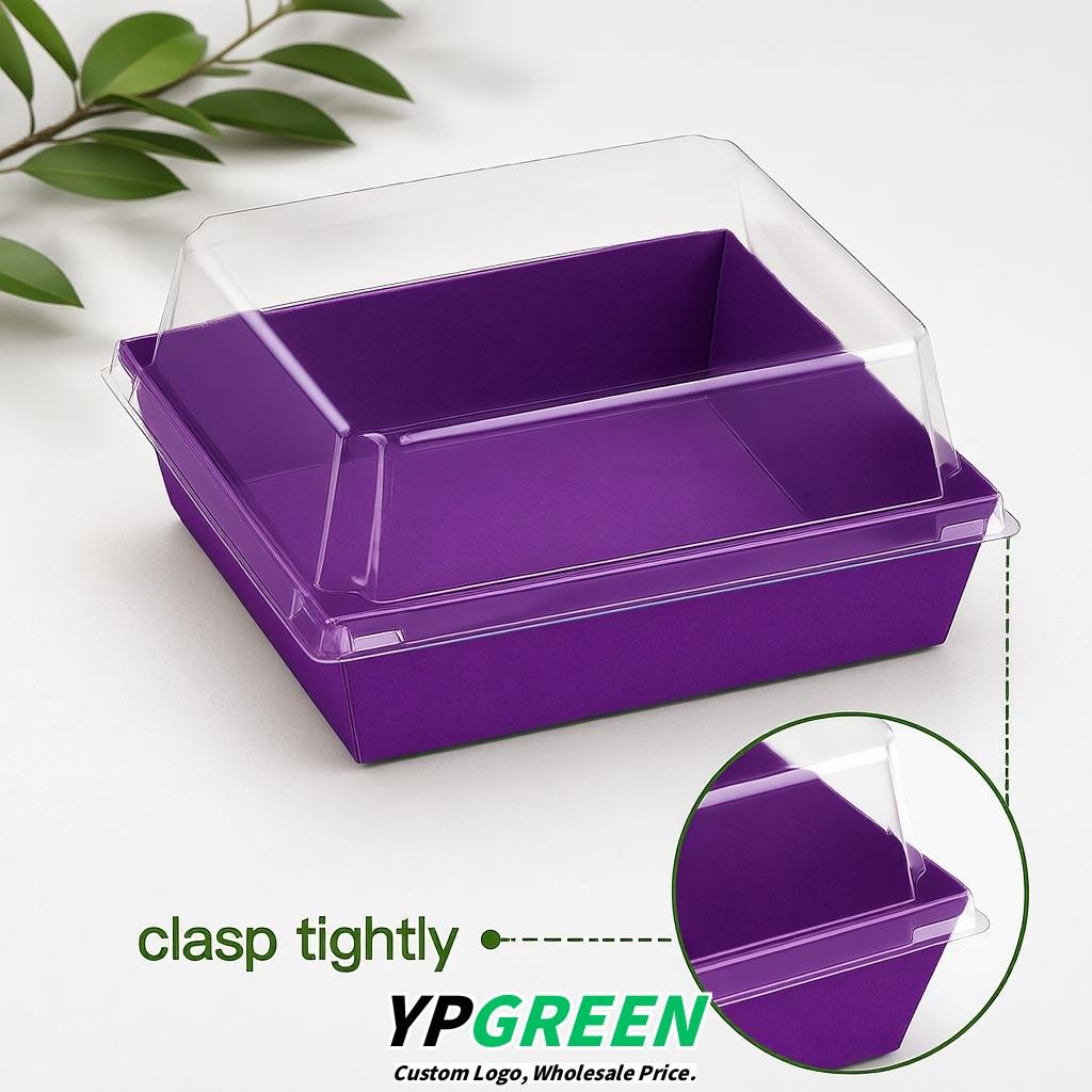 Violet Charcuterie Boxes with Clear Lids - 4 inches & 5 inches Disposable Paper Square Food Containers