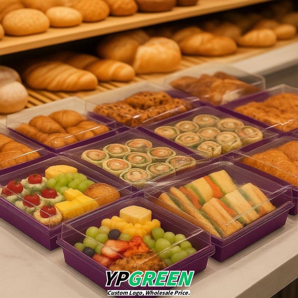 Violet Charcuterie Boxes with Clear Lids - 4 inches & 5 inches Disposable Paper Square Food Containers