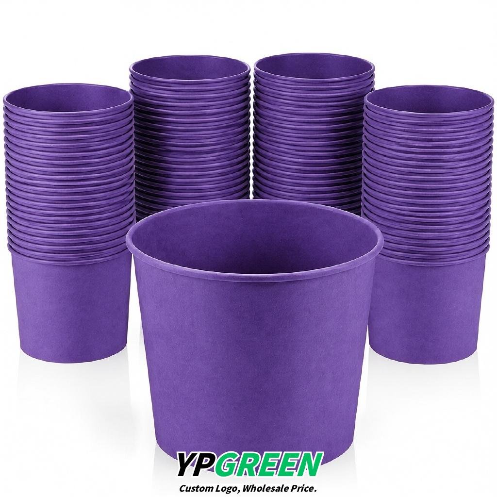 Violet 85 oz Paper Buckets 6.9x5.7x6.3 Inches Cardboard Food Container