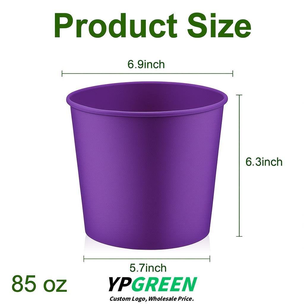Violet 85 oz Paper Buckets 6.9x5.7x6.3 Inches Cardboard Food Container