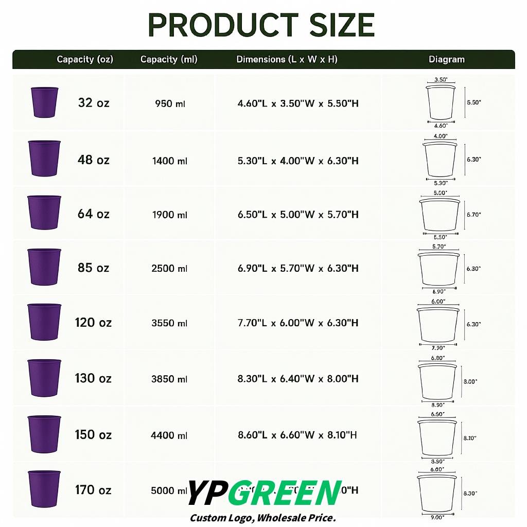 Violet 85 oz Paper Buckets 6.9x5.7x6.3 Inches Cardboard Food Container