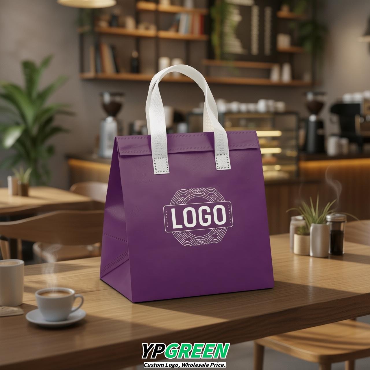 Violet 4-Cup insulated take away bags wholesale 9.5 x 9.5 x 6 inches for Hot & Cold Drink Delivery