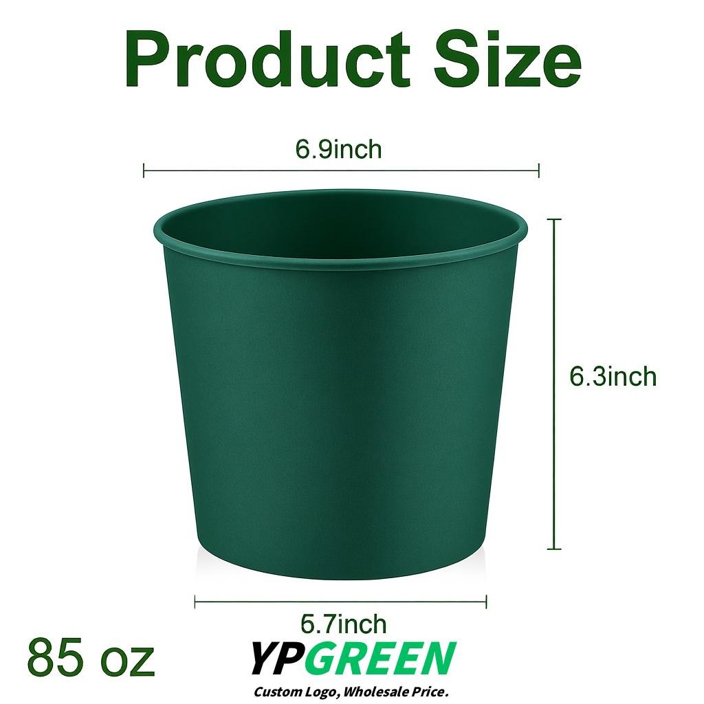 Viridian 85 oz Paper Buckets 6.9x5.7x6.3 Inches Cardboard Food Container