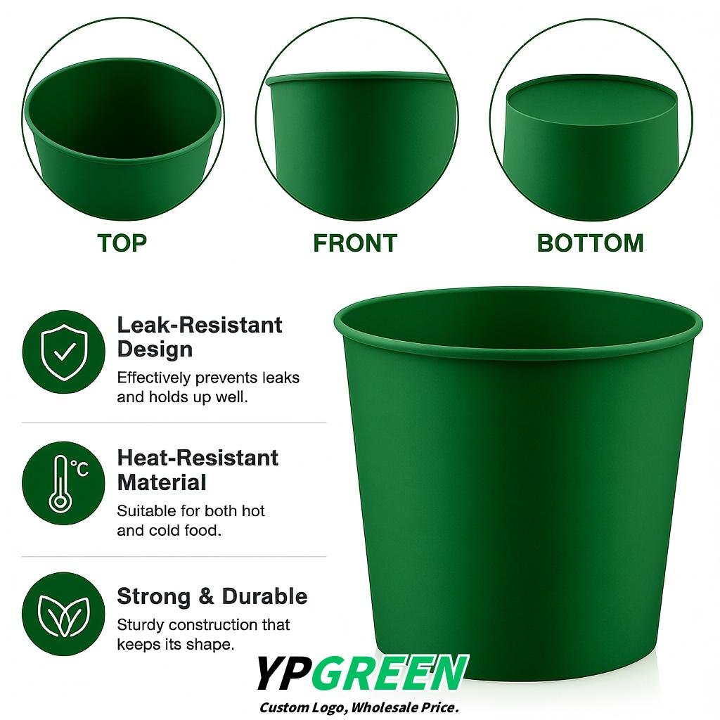 Viridian 85 oz Paper Buckets 6.9x5.7x6.3 Inches Cardboard Food Container