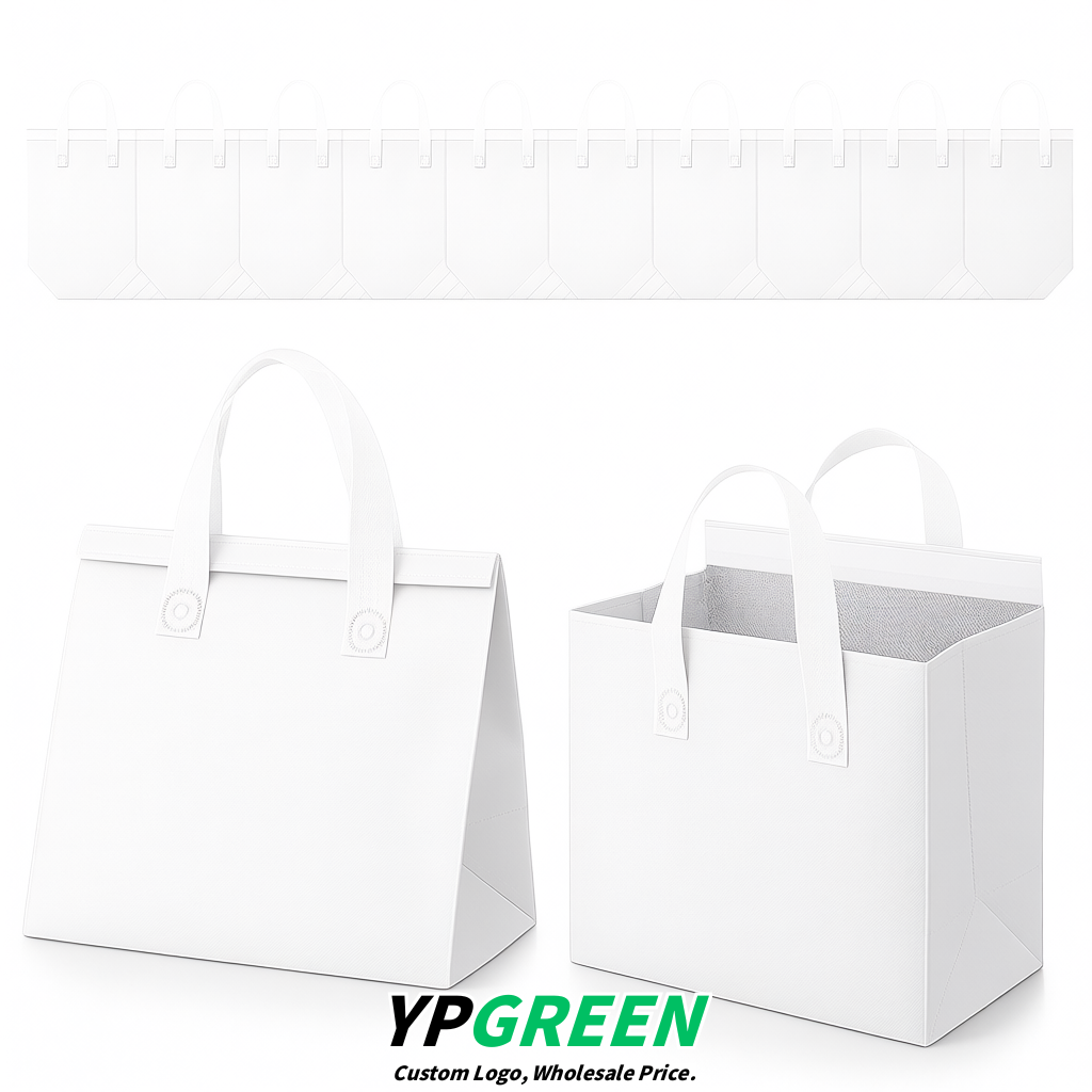 White 4-Cup insulated take away bags wholesale 9.5 x 9.5 x 6 inches for Hot & Cold Drink Delivery