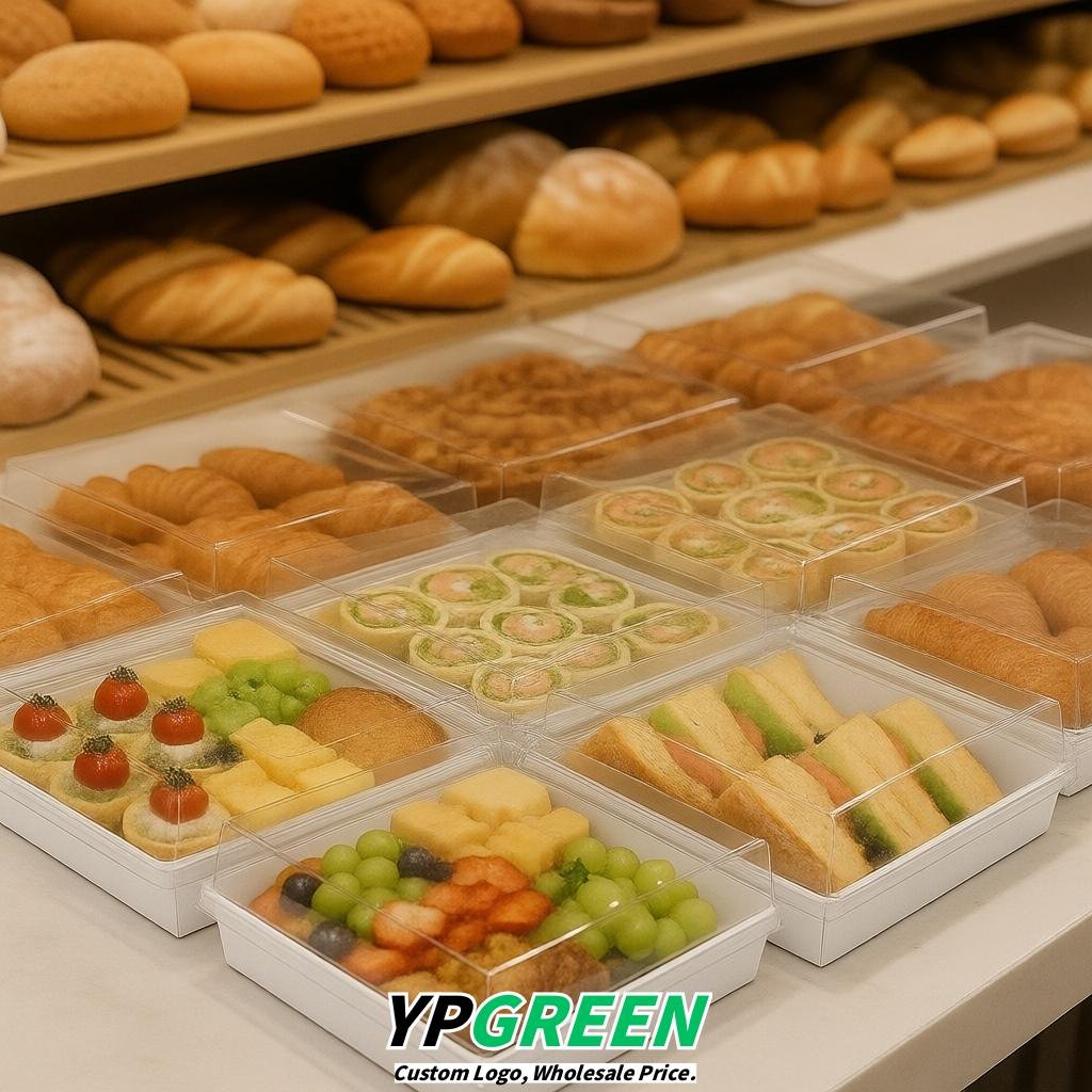 White Charcuterie Boxes with Clear Lids - 4 inches & 5 inches Disposable Paper Square Food Containers