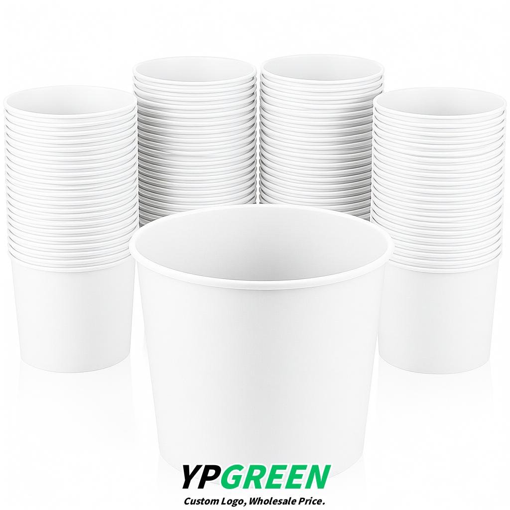 White 85 oz Paper Buckets 6.9x5.7x6.3 Inches Cardboard Food Container