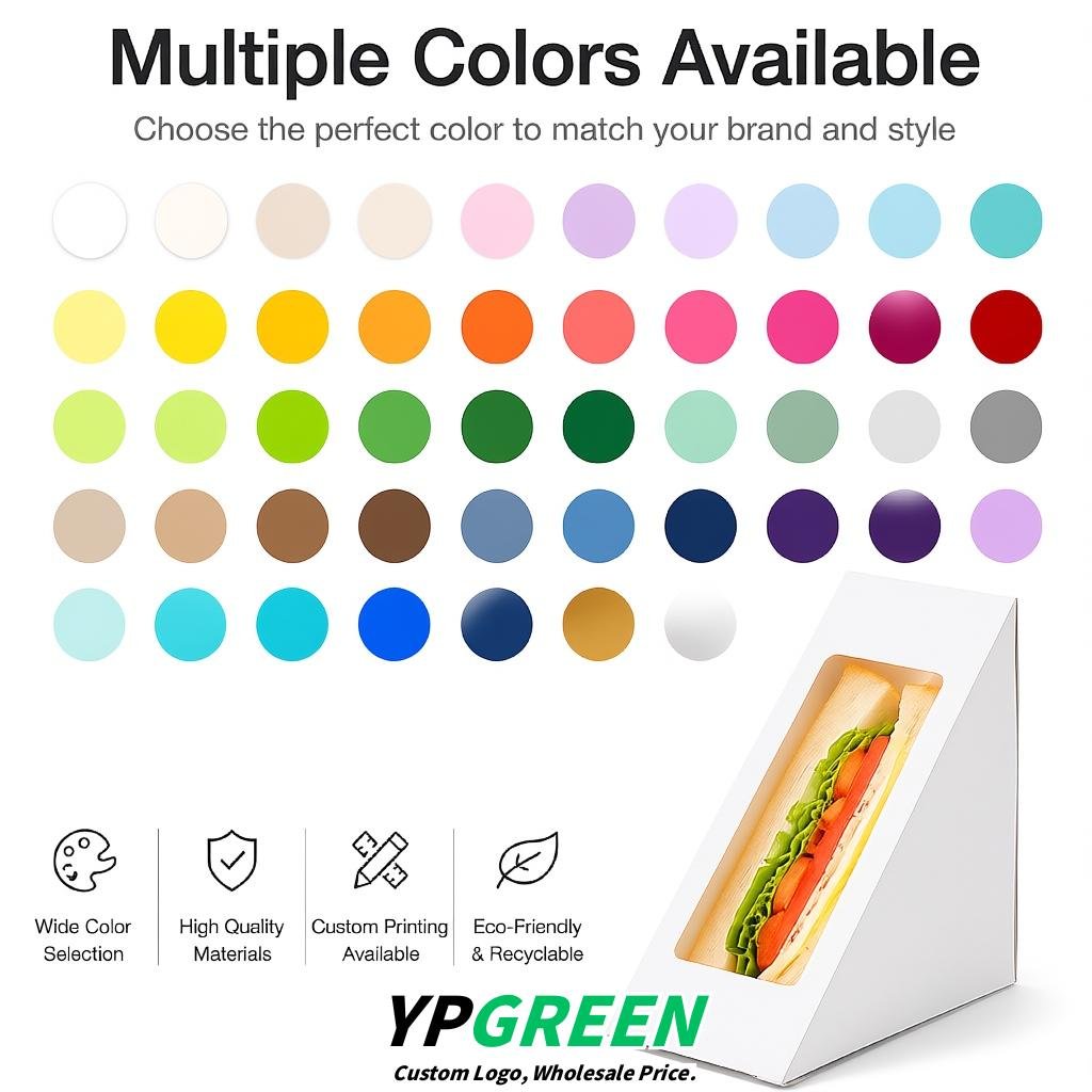 White Triangle Paper Sandwich Boxes with Window 4.7x4.7x2.6 Inch - Factory Direct