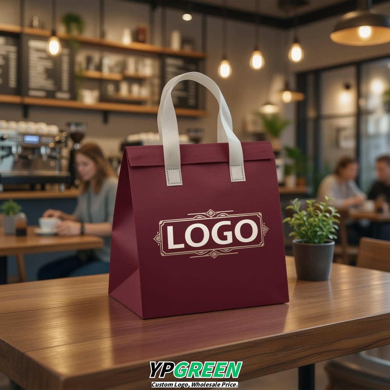 Wine Red 4-Cup insulated take away bags wholesale 9.5 x 9.5 x 6 inches for Hot & Cold Drink Delivery