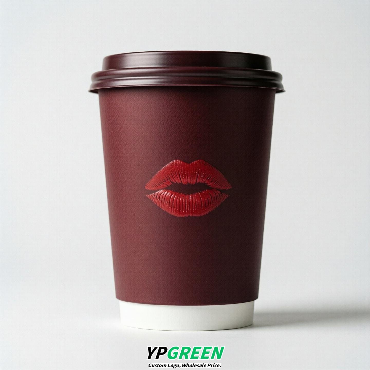 Wine Red Paper Cups with Lips Print 10oz/12oz/16oz/20oz/22oz