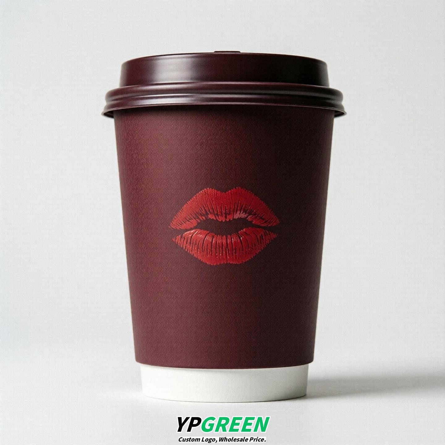 Wine Red Paper Cups with Lips Print 10oz/12oz/16oz/20oz/22oz
