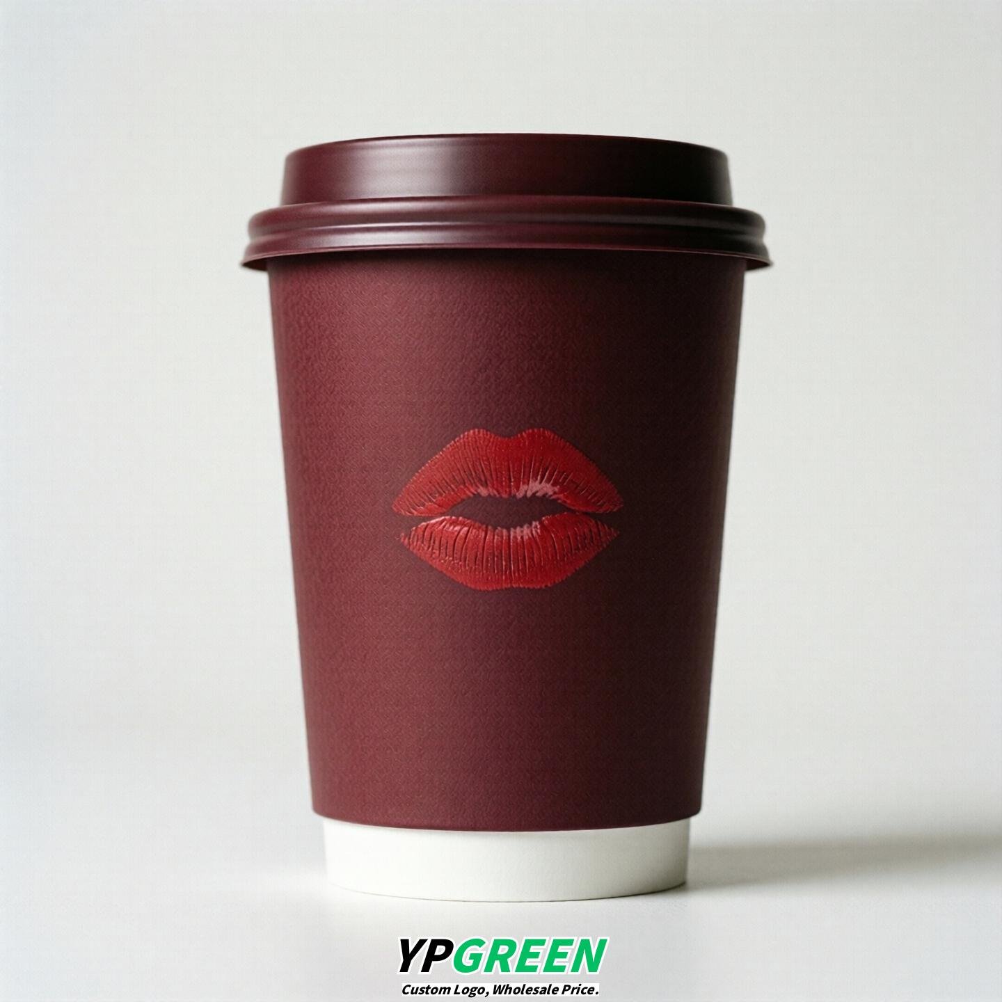 Wine Red Paper Cups with Lips Print 10oz/12oz/16oz/20oz/22oz