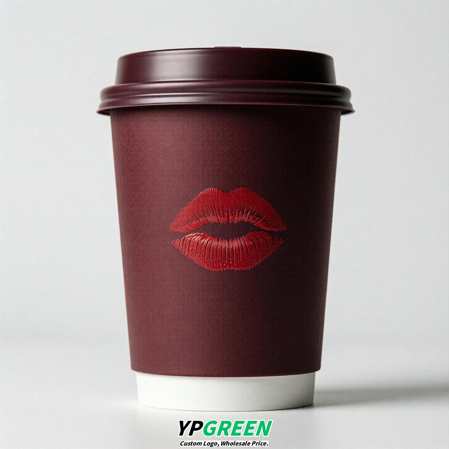 Wine Red Paper Cups with Lips Print 10oz/12oz/16oz/20oz/22oz
