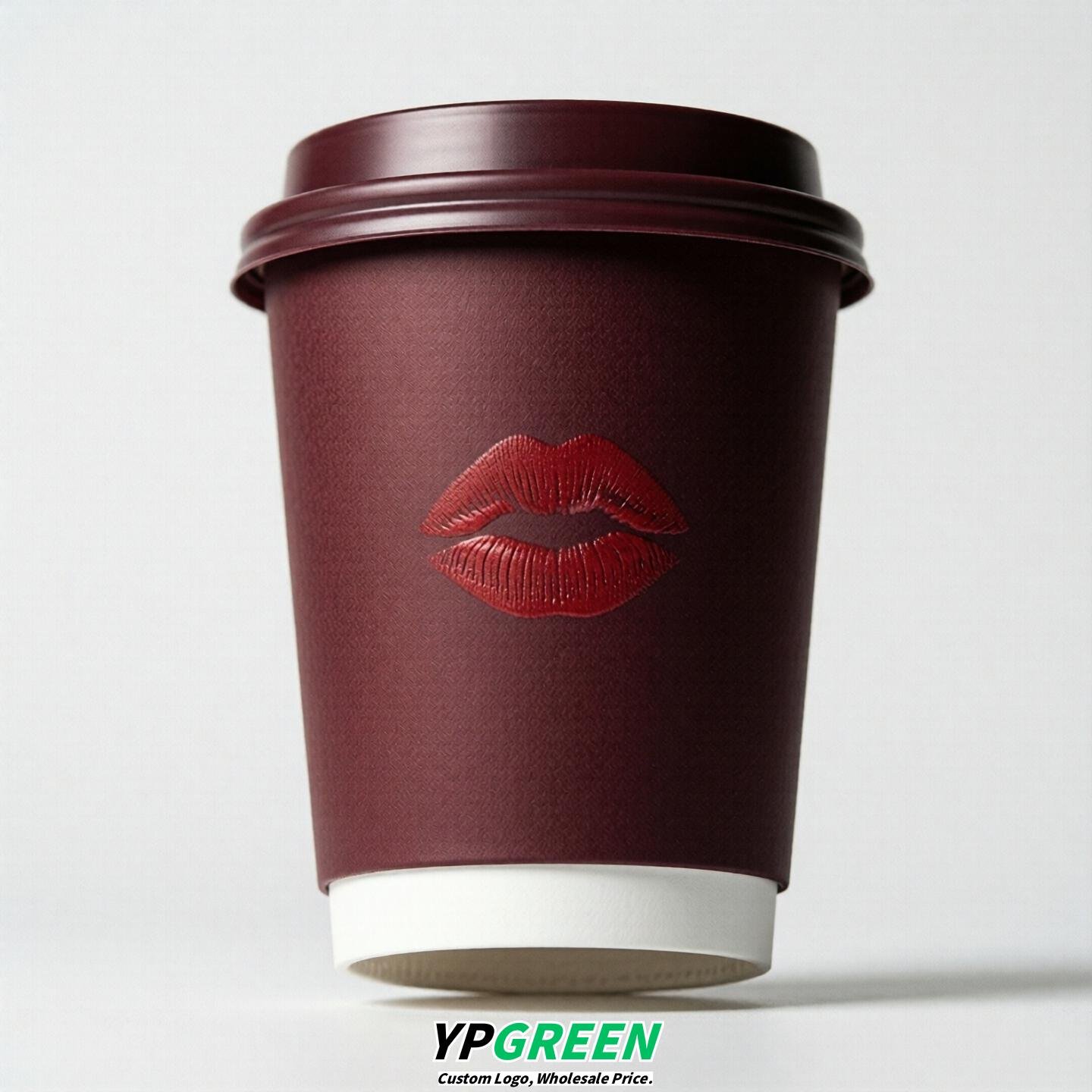 Wine Red Paper Cups with Lips Print 10oz/12oz/16oz/20oz/22oz