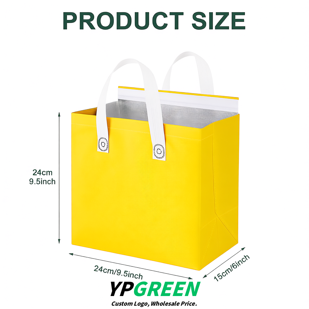 Yellow 4-Cup insulated take away bags wholesale 9.5 x 9.5 x 6 inches for Hot & Cold Drink Delivery