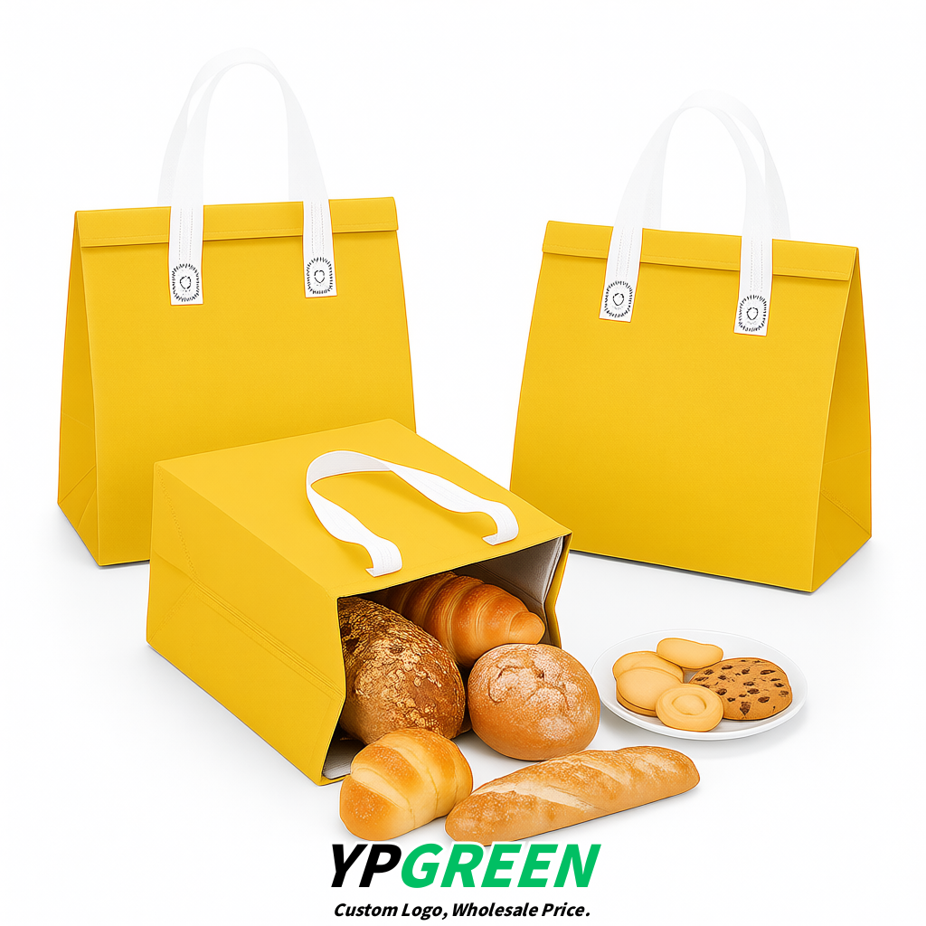 Yellow 4-Cup insulated take away bags wholesale 9.5 x 9.5 x 6 inches for Hot & Cold Drink Delivery