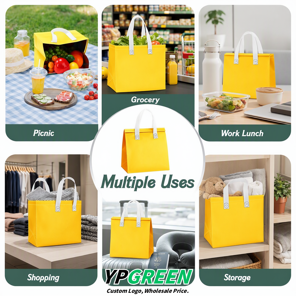 Yellow 4-Cup insulated take away bags wholesale 9.5 x 9.5 x 6 inches for Hot & Cold Drink Delivery