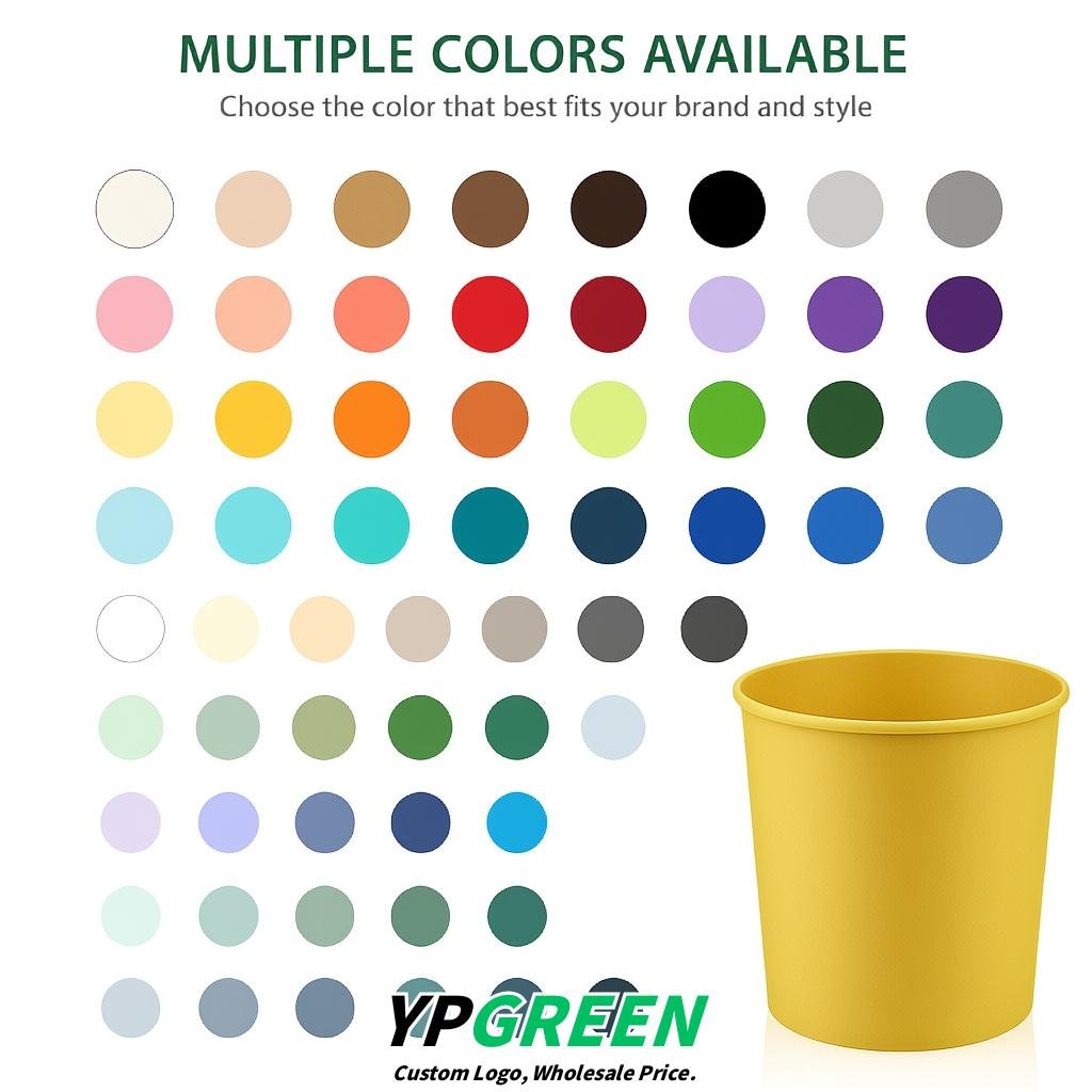 Yellow 85 oz Paper Buckets 6.9x5.7x6.3 Inches Cardboard Food Container