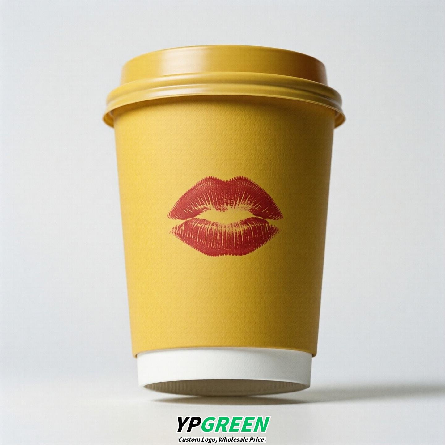 Yellow Paper Cups with Lips Print 10oz/12oz/16oz/20oz/22oz Yellow Paper Cups with Lips Print 10oz/12oz/16oz/20oz/22oz